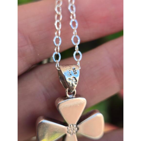 Vintage Alan K Millefiori of Venice Sterling Silver Pink Cross Pendant Necklace - Picture 6 of 10